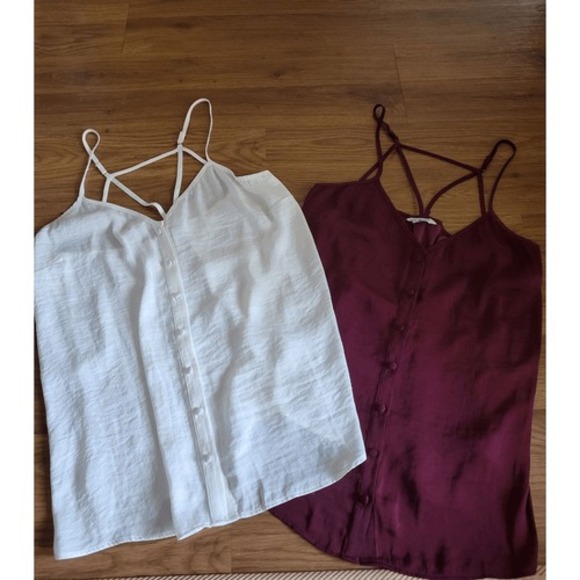Naked Zebra Button-down‎ Strappy Tanks White Maroon/Burgundy Strappy Size Small - Picture 1 of 11